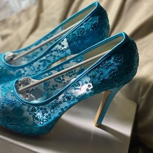 Blue heel shoes